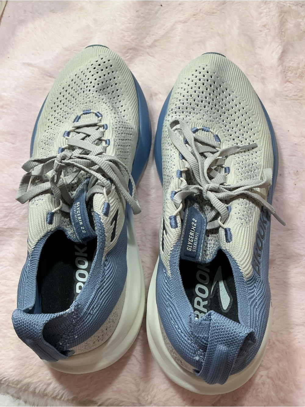 Brooks Men’s Runware Knit Sneakers - Light Gray & Blue 155 - Picture 8 of 8